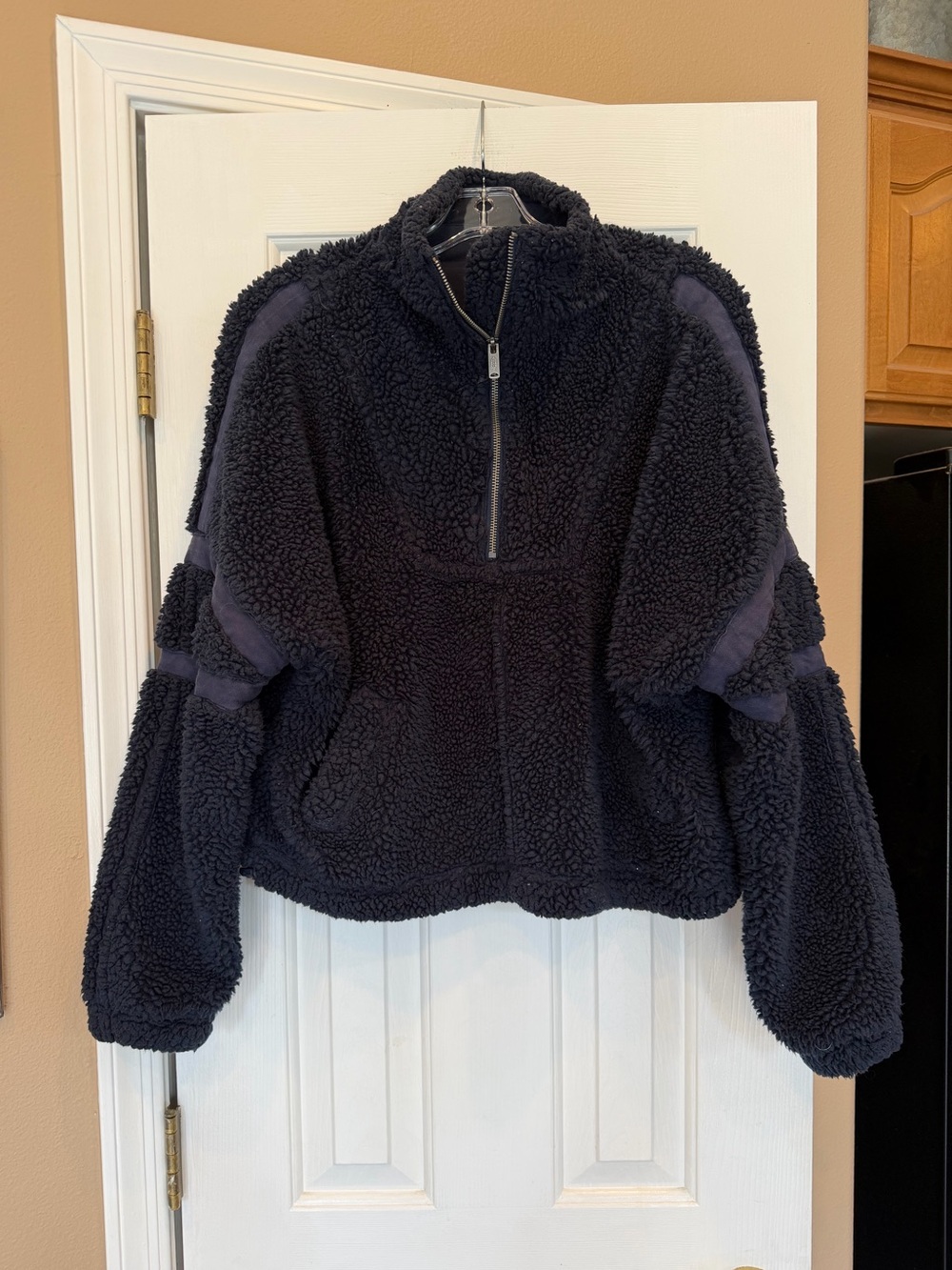 Free People Movement Fluffy Blue Small Women's Fleece Quarter Zip Oversized